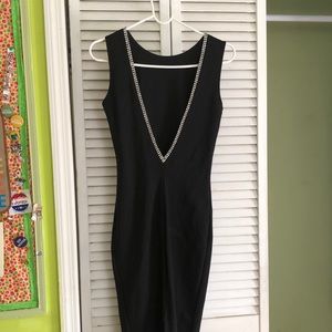 Black Cut-Out Back Rhinestone Dress